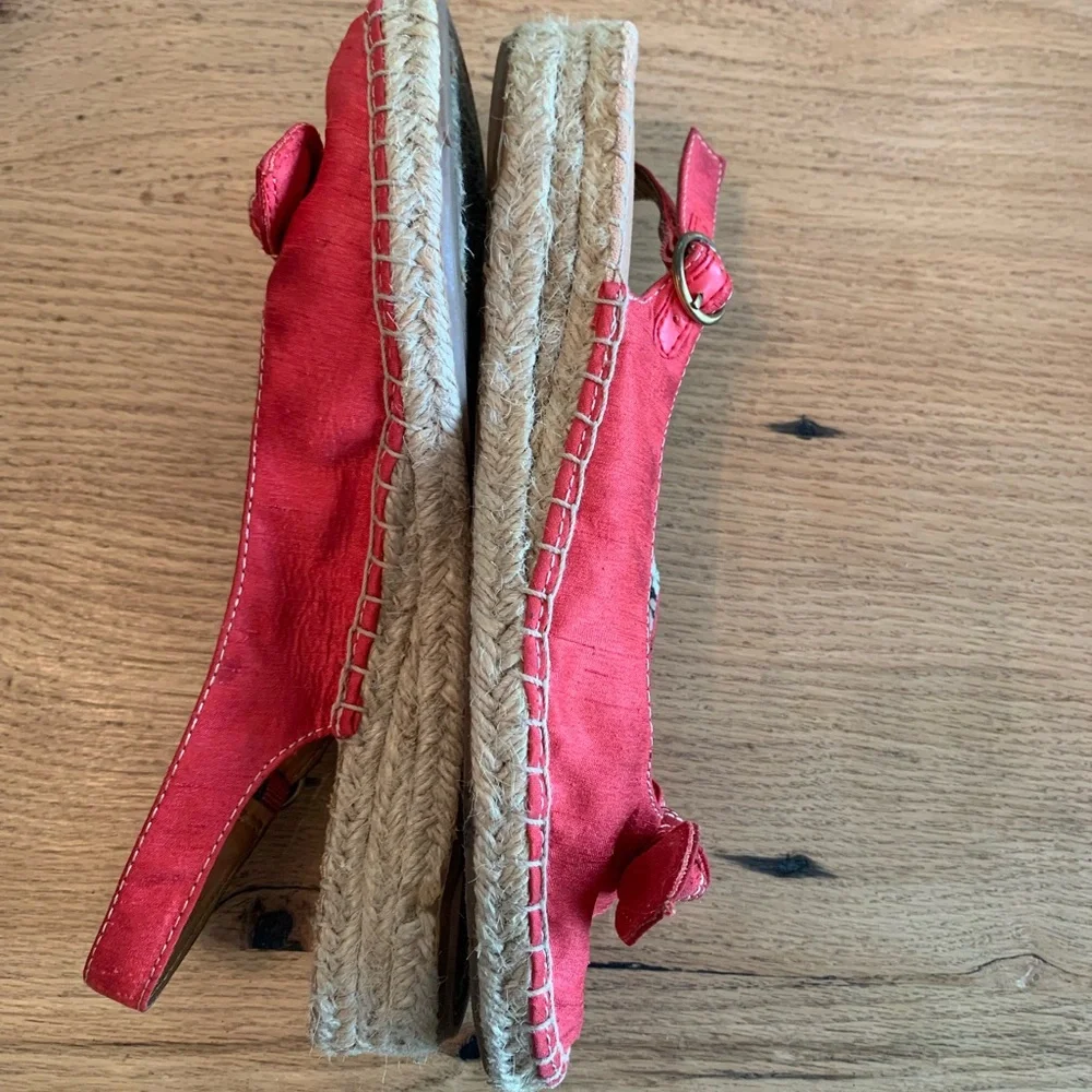 Life Stride Espadrille Shoe Red Slingback Bow‎ Women’s 8 1/2 Preloved